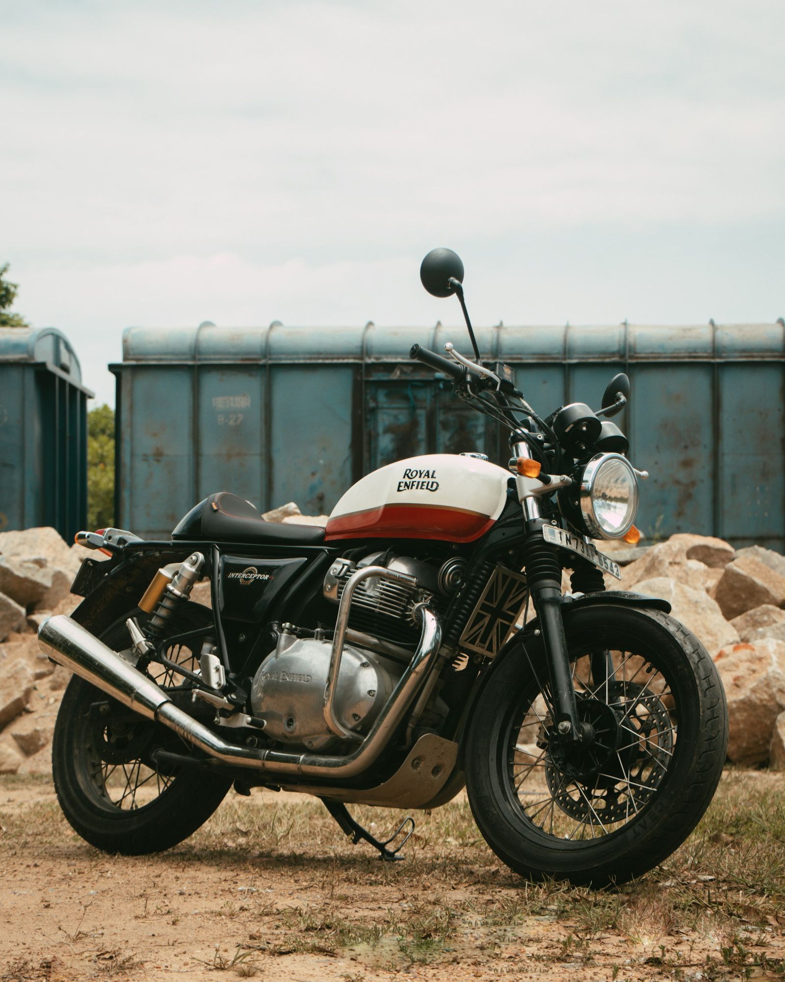 Motorcycle parked on a quiet road